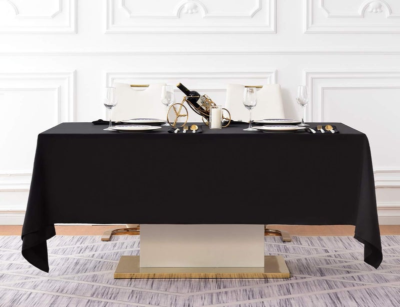 Surmente Black Tablecloth 60 x 102-inch Rectangular Polyester Table Cloth for Weddings, Banquets, or Restaurants - Image 5